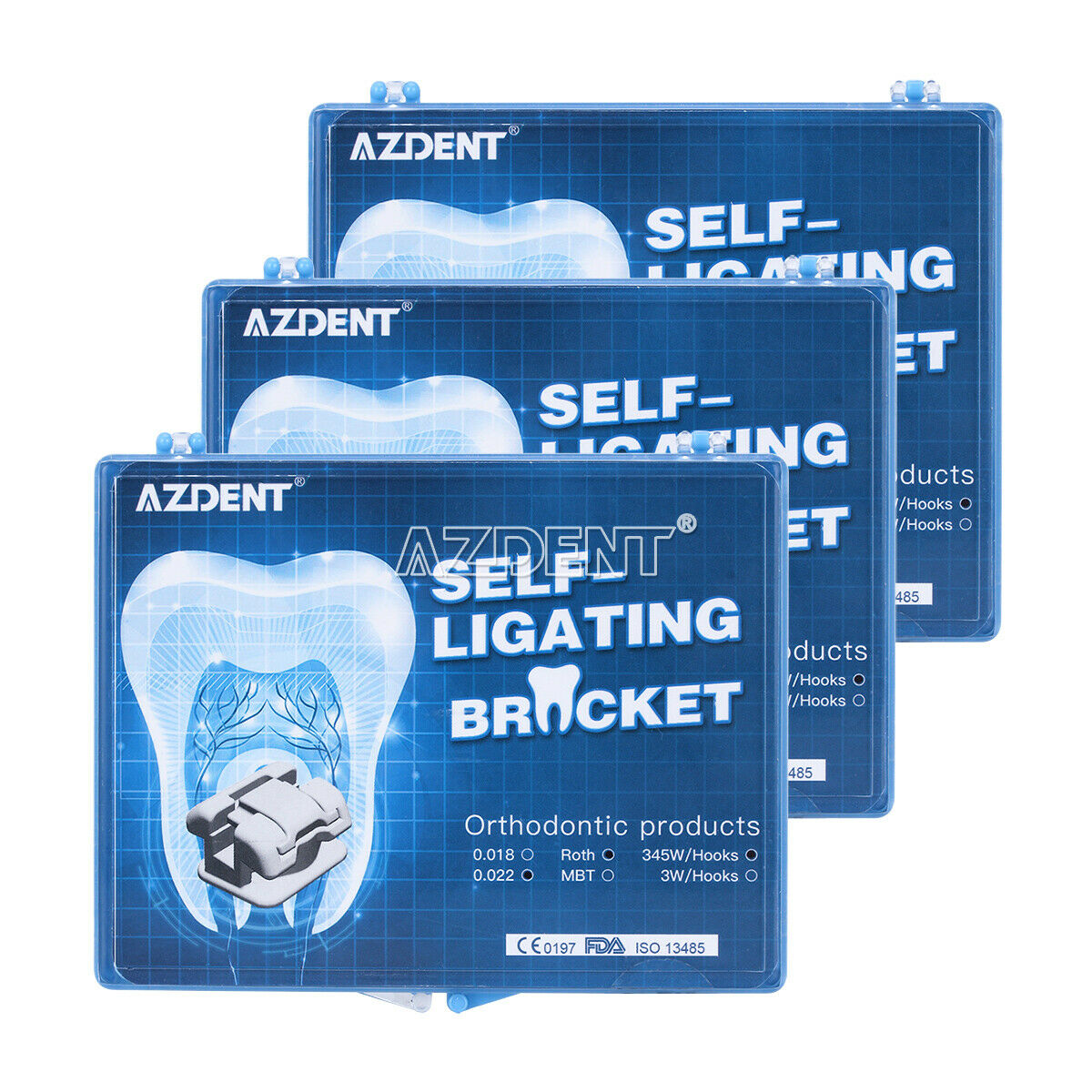 3 X Dental Orthodontic Self-Ligating Brackets Roth.022 Hooks 3 4 5 & Tool AZDENT