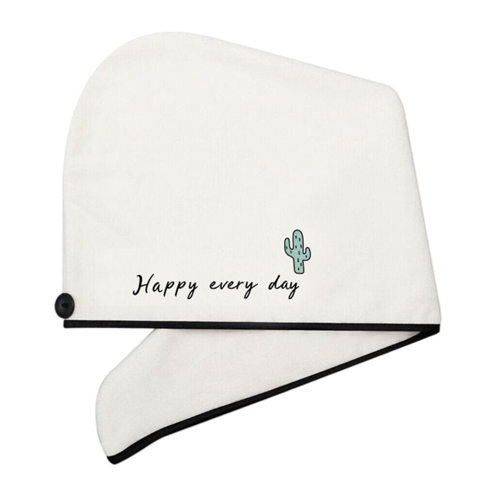 Water-absorbent Hair Towel Wrap Drying Hair Towel w/ Button Bathing Bath Hat