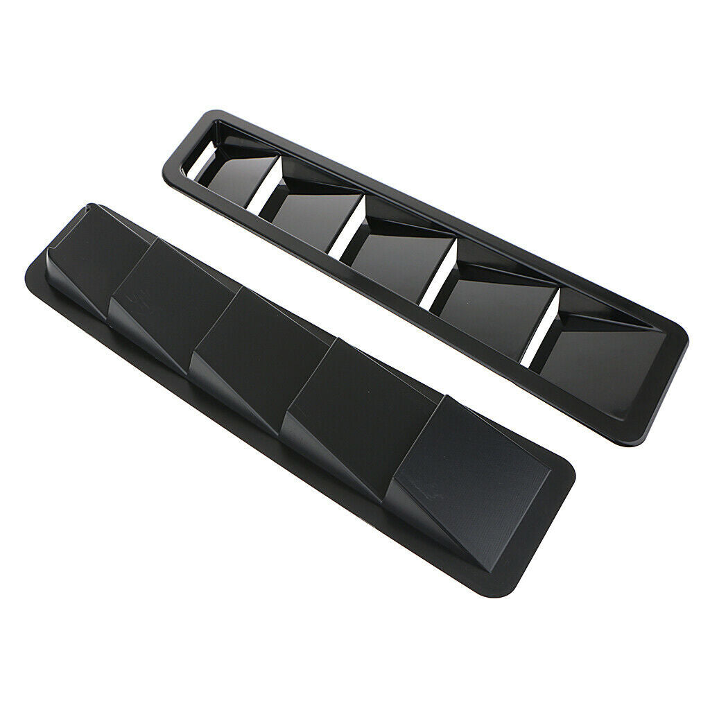 2x Universal Car Bonnet Hood Vent Louver Cooling Panel Trim Matte Black ABS