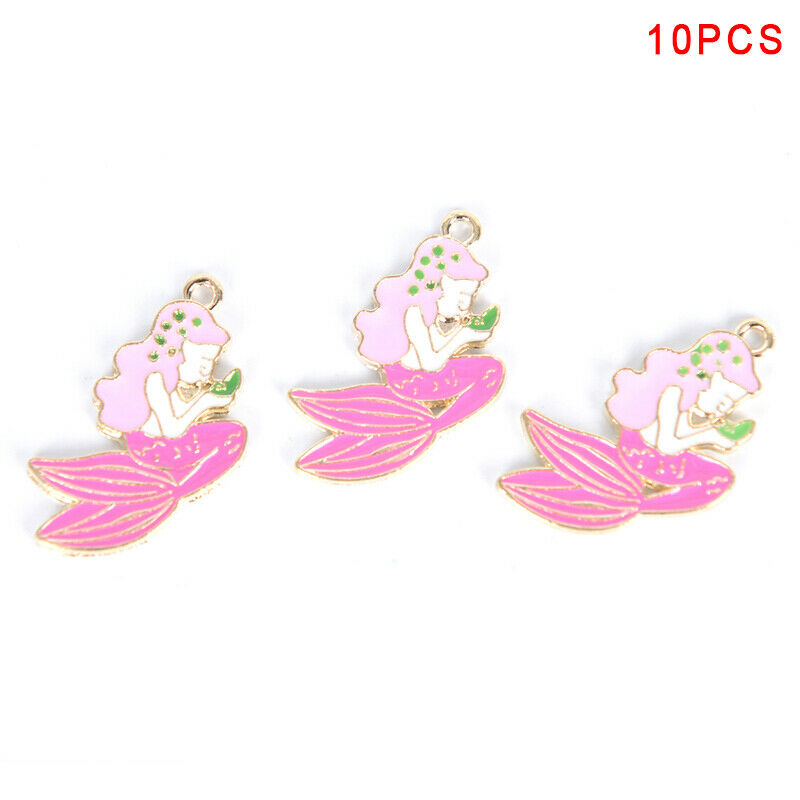 10x/Lot Enamel Alloy Mermaid Charms Metal Pendants DIY Jewelry Findings Cr Nj Rf