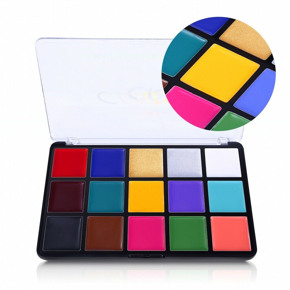 Face & Body Painting Palettes Set 15-Color Halloween Fancy Dress Art Make Up Kit