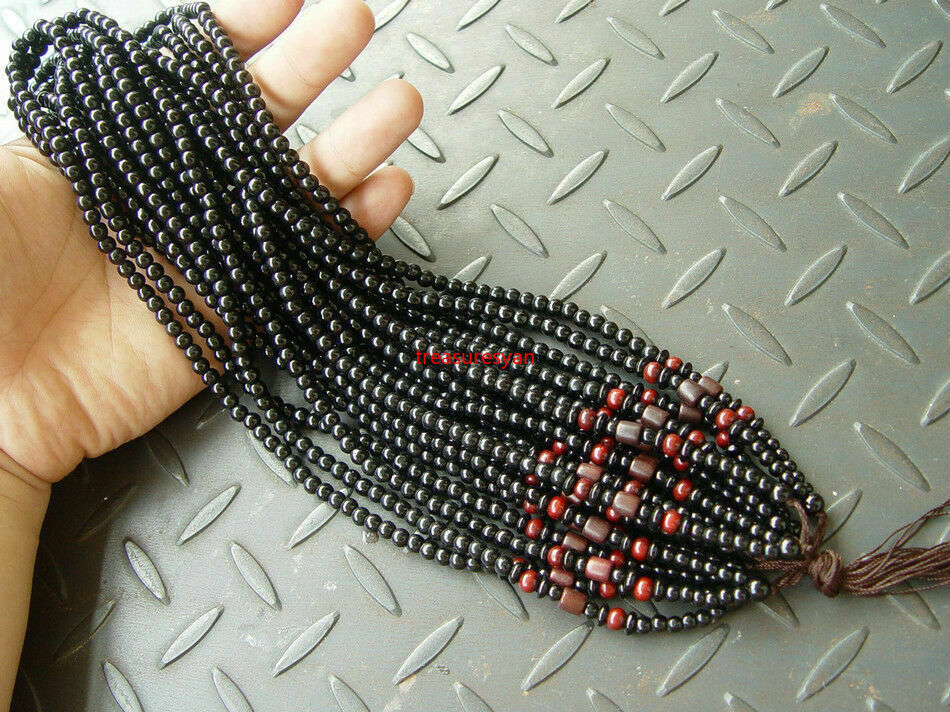 10PCS Natural Chinese Black JADE Circle beads string cord rope for pendant AAA