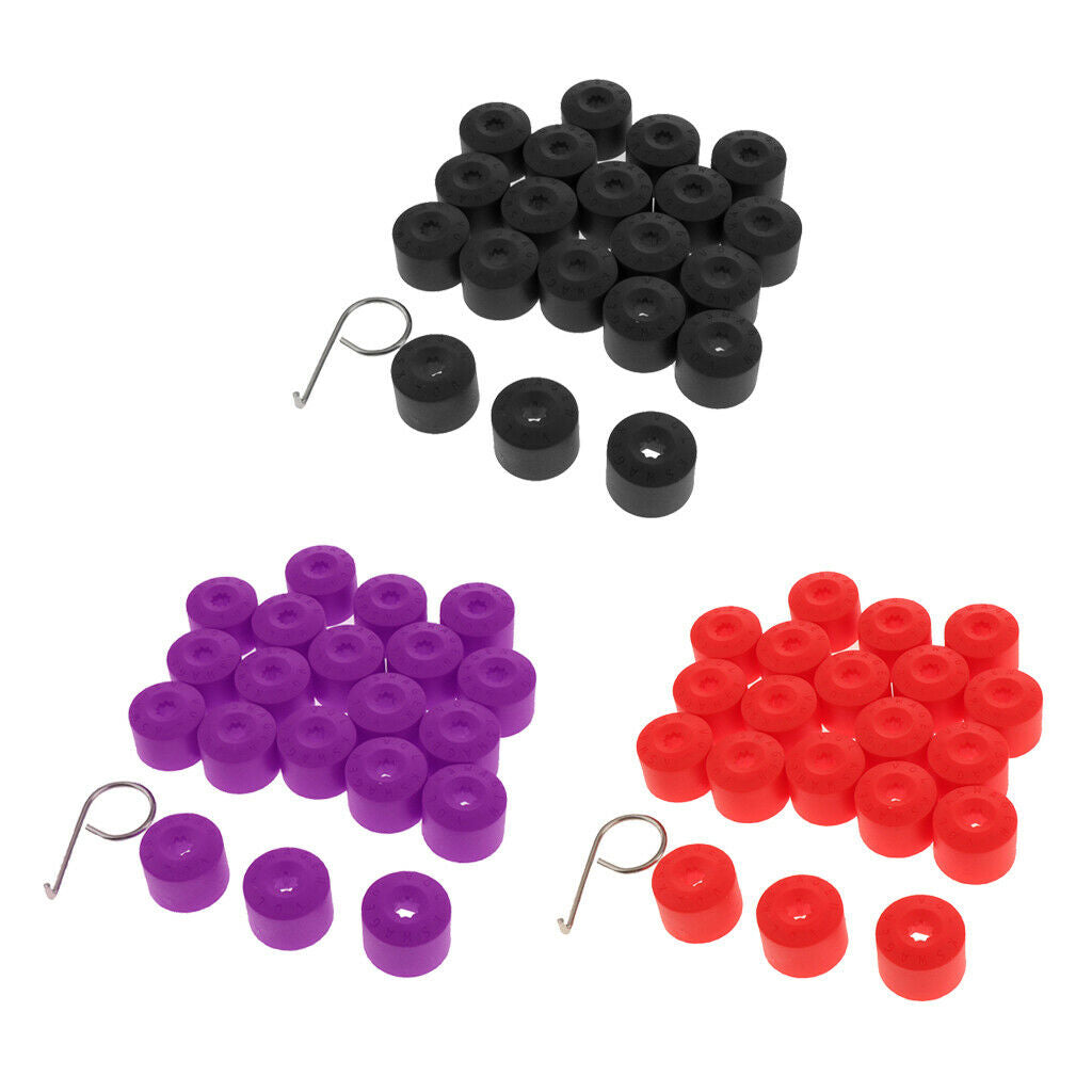 60x Wheel Nut Bolt Tire Screw Dust Cover+Tool for VW Golf Red+Black+Purple