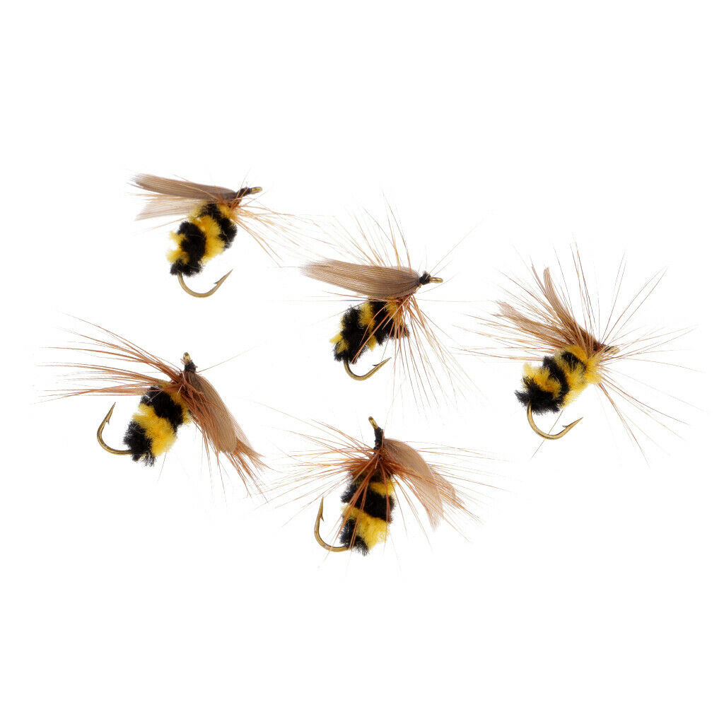 5Pcs Realistic Honey Bee Fly Bumble Bee Fly Fishing Flies Trout Bionic Bee