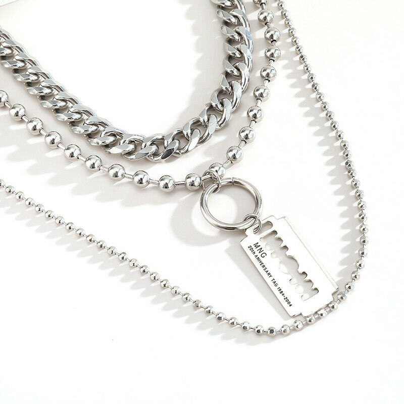 Fashion Multi-layer Hip hop Round Bead Chain Women Men Choker Neckalce Je.l8