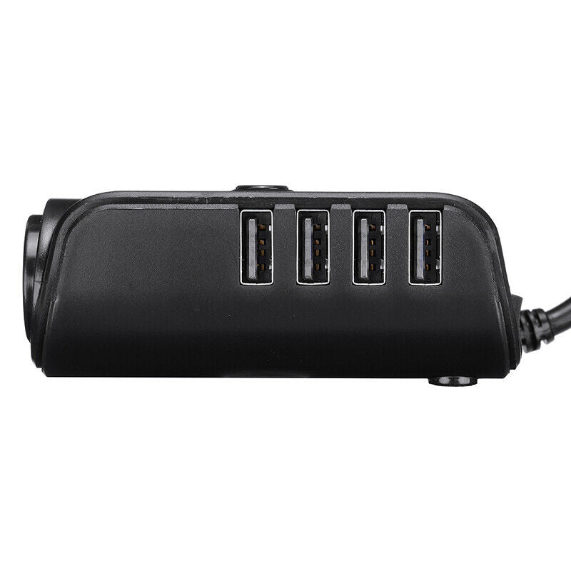 12V 100W 3 Way 4 USB Car Cigarette Lighter Socket Splitter Charger Power Adapter