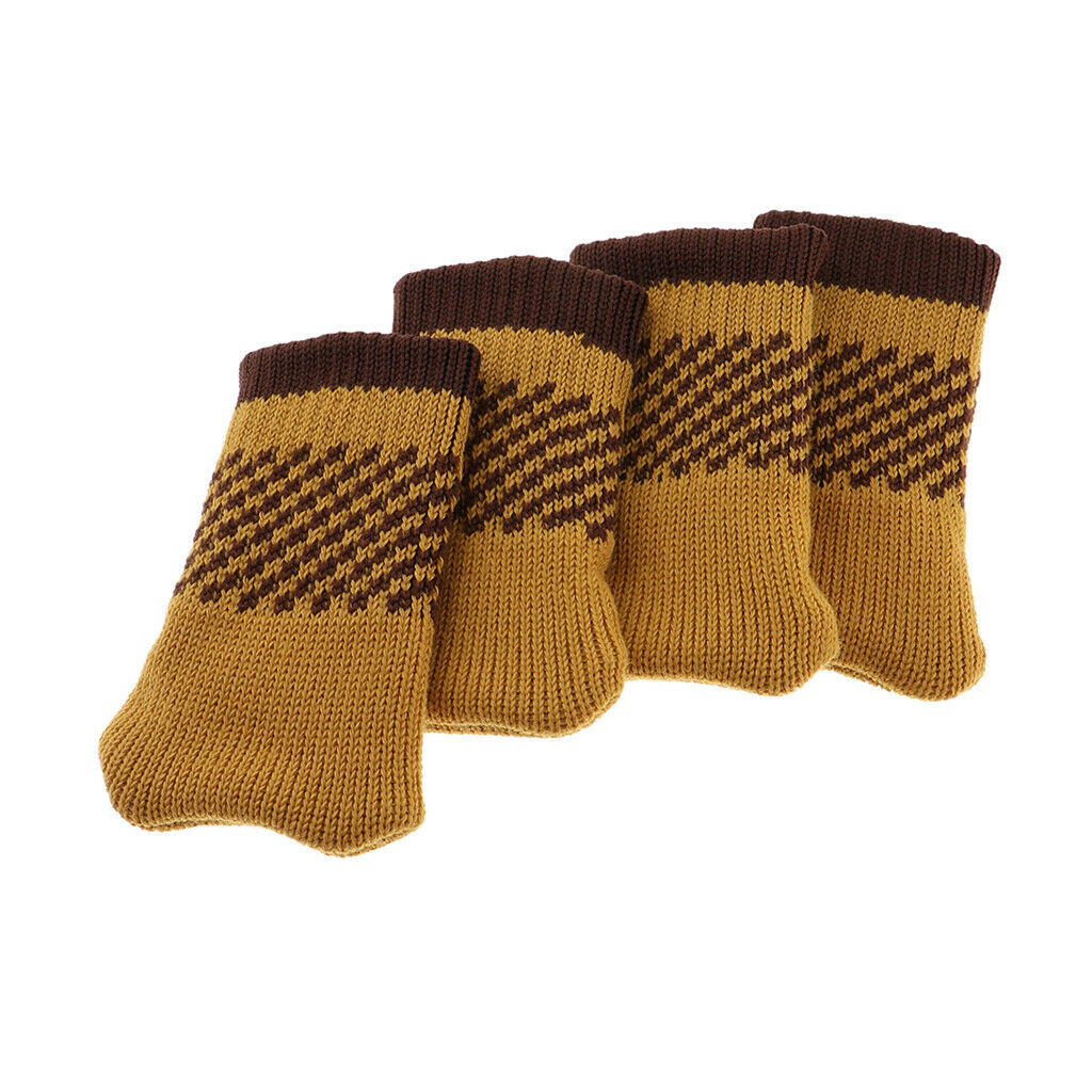 4pcs Knit  Socks Chair Leg Floor Protector Covers Wheat Yellow