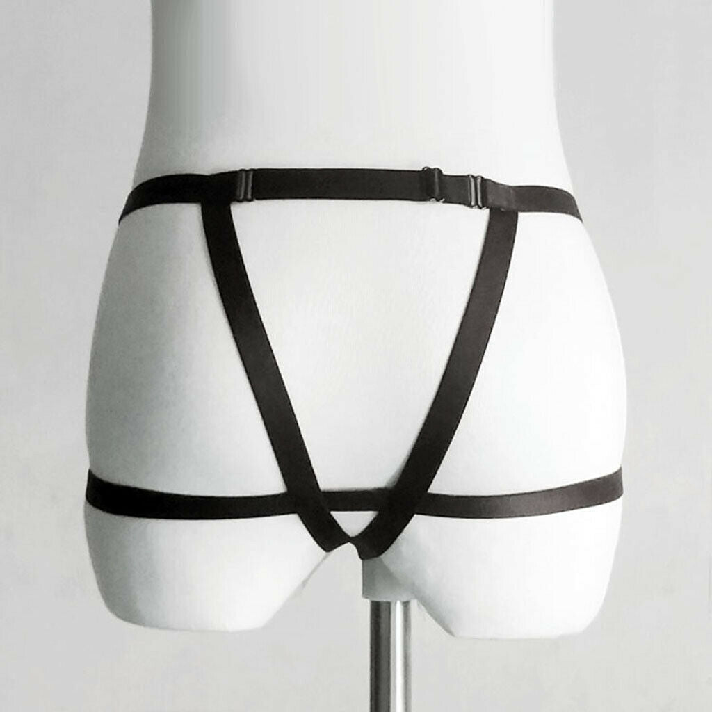 Sexy Women's Black Harness Bra Bustier & Straps Harness Garter Set Nightwear
