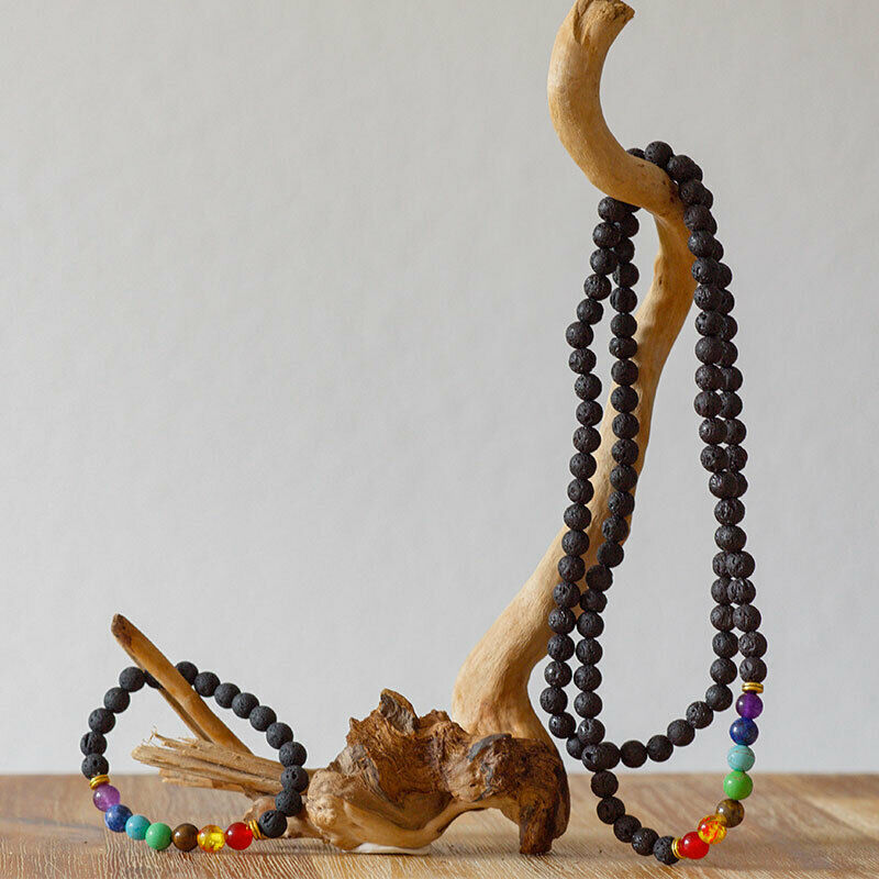 Bracelet + Necklace« Healing Of 7 Chakras » IN Stones Lava - New