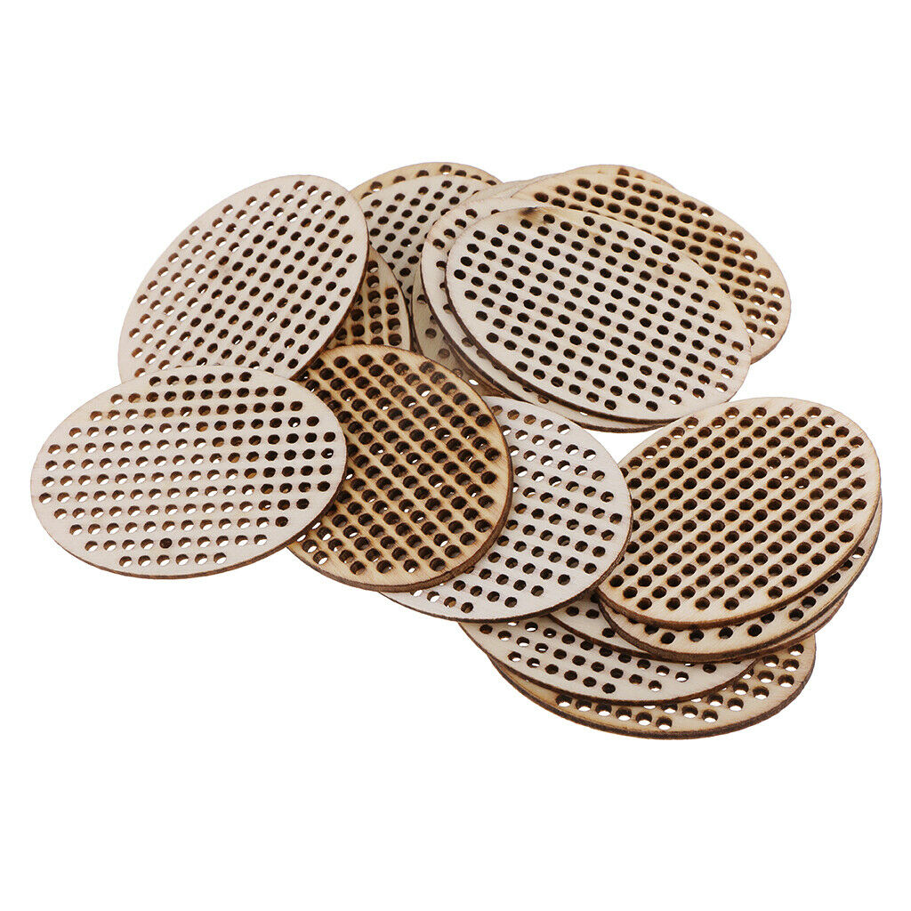 40pcs Heart Oval Shape Blank Pendant for Cross Stitch Kit, Wooden Pendant