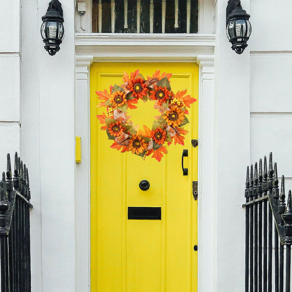 17.7" Autumn Harvest Wreath Sun Flower Garland for Home Indoor Decor 45cm