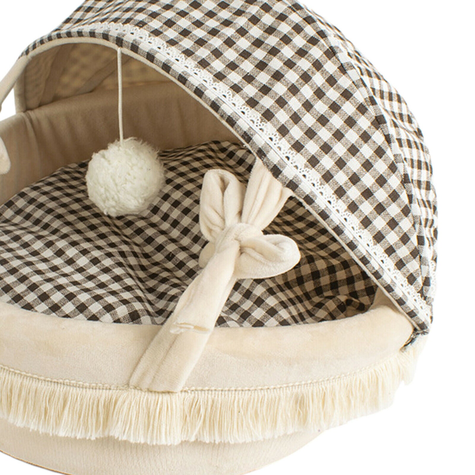Cat House with Foldable Cover Anti Slip Bottom Pet Nest Bed for Indoor Cats
