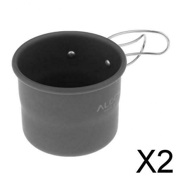 2X Outdoor Camping Portable Aluminum Alloy Cup Coffee Mug w/ Folding Handle