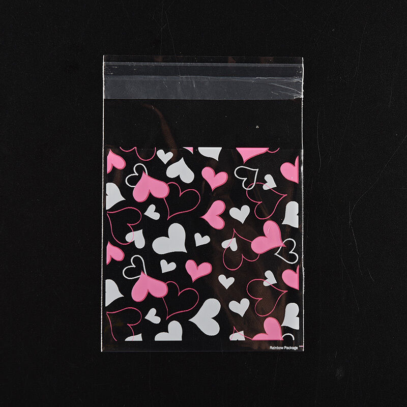 Sweet Heart Pic Pastry Cookie Gifts Self-Adhesive Plastic Cello OPP Valve .l8
