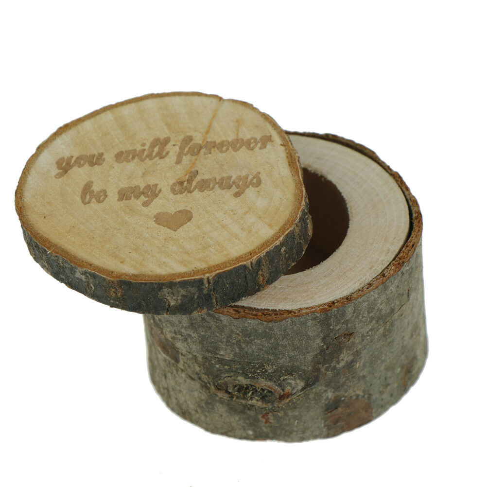 Rustic Wedding Engagement Ring Box Bearer Custom Wooden Ring Holder Case .l8