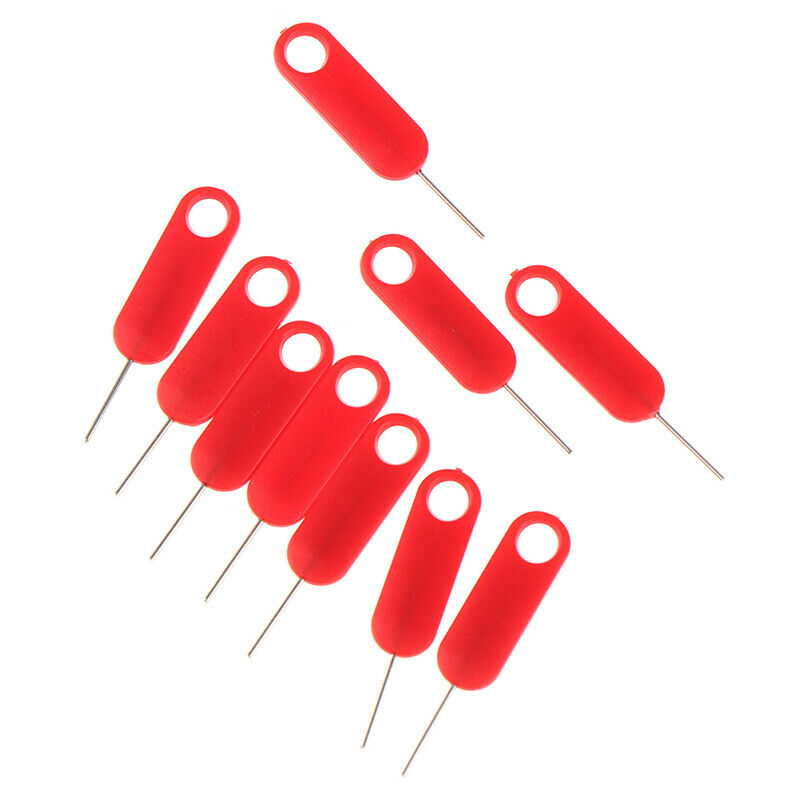 10x Red Sim Card Tray Removal Eject Pin Key Tool Stainless Steel Needle&PTlaI FG