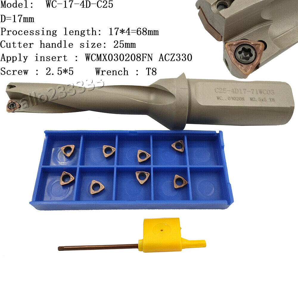 WPD-170-4D-C25 17mm U drill indexable drill + WCMX030208FN ACZ330 carbide insert