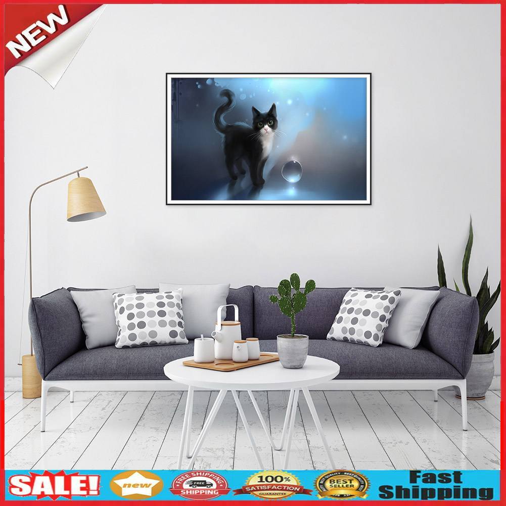 5D DIY Full Drill Diamond Painting Black Cat Cross Stitch Mosaic Craft Kits @