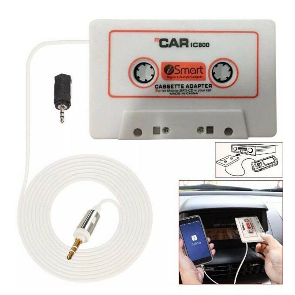 In Car White Cassette Adaptor Tape 3.5mm AUX Adapter For Mp3 IPod Phones