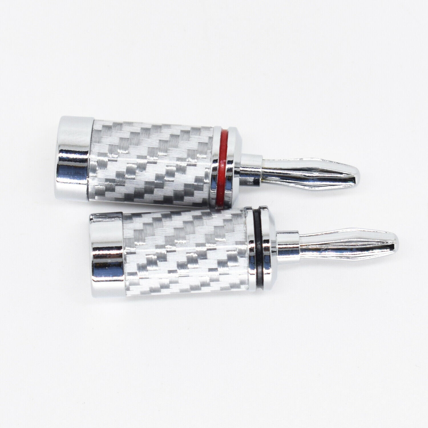 4pair Rhodium 4mm Banana Plug Male Speaker Audio Connector Carbon Fiber Tube