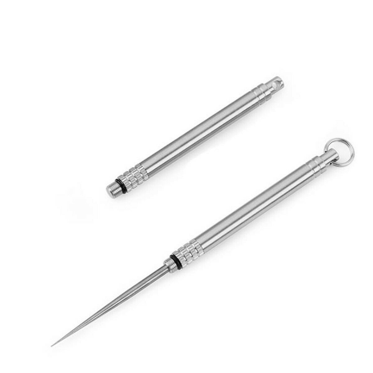 5PCS Outdoor Camping Titanium Toothpick Holder Fruit Fork Keychain Survival Tool