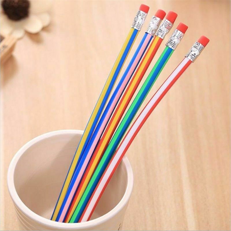 100Pcs Colorful Magic Bendy Flexible Soft Pencil with Eraser For Kids Writing