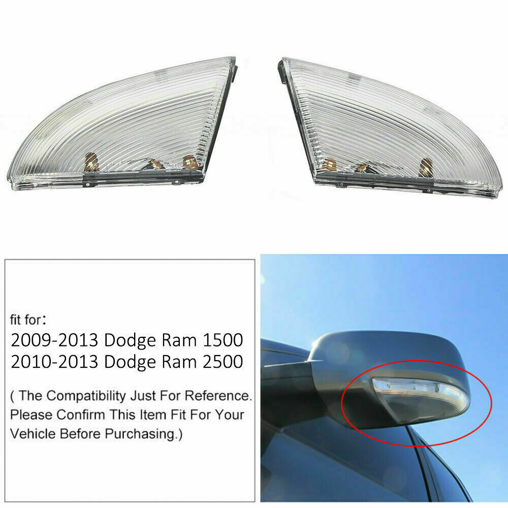 Pair For 2010-2013 Dodge Ram 1500 2009 Front Side Mirror Turn Signal Light Lamp