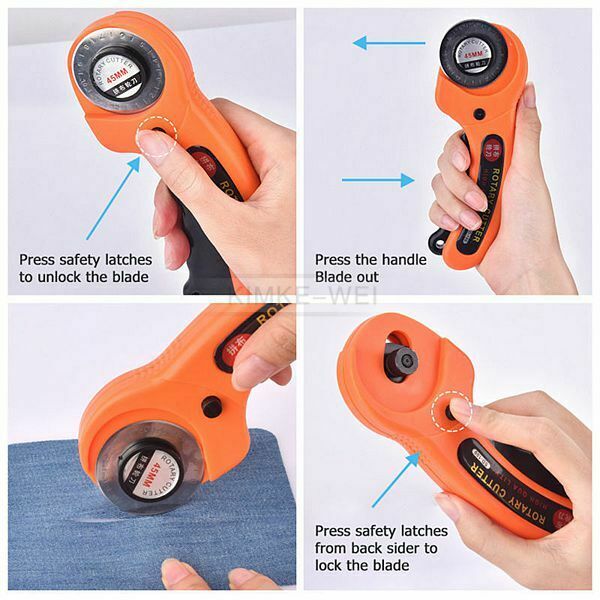 45mm Rotary Cutter Patchwork Quilters Sewing Fabric Cutting Tools + 5pcs Blades