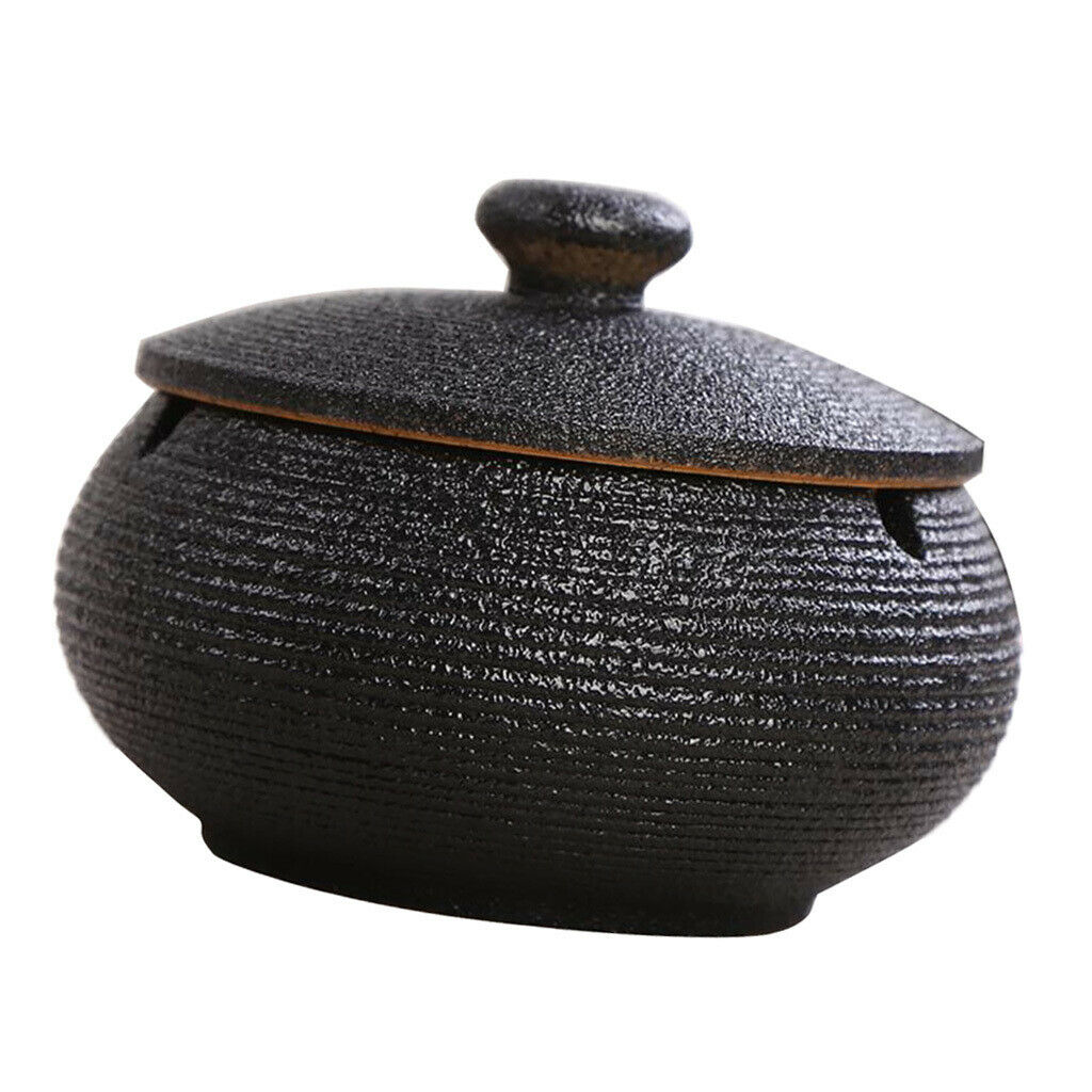 2pcs Ceramic Ashtray with Windproof Cover for Use in