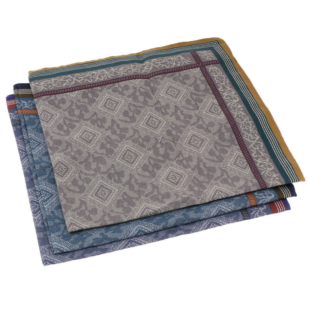3 Pack Classic 100% Cotton Checks Wedding Party Handkerchiefs Pocket Square