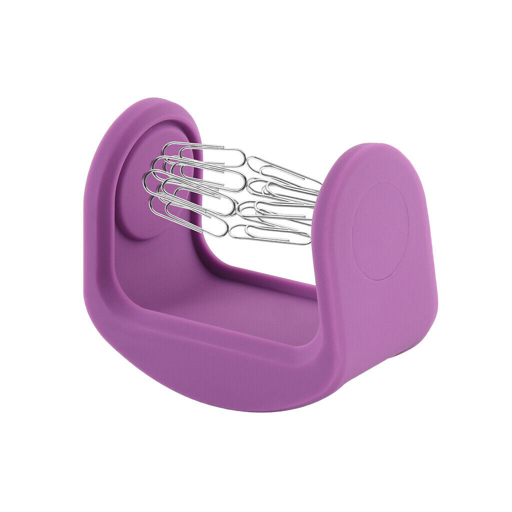 Magnetic Silicone Paper Clip Swinging Holder Office Desk Organizer Purple