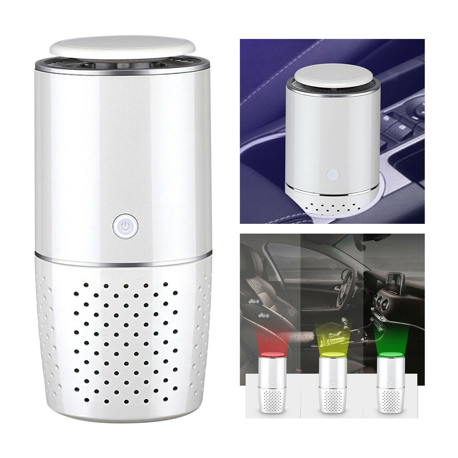 USB Car Air Purifier HEPA Ionizer Portable Mini Room Air Cleaner Freshener