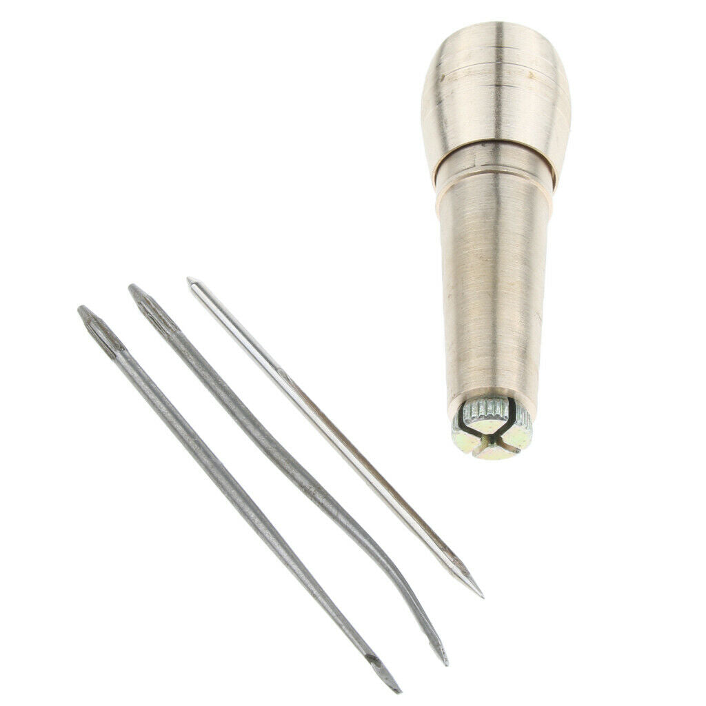 Copper Handle Sewing Awl With 3 Needles Hand