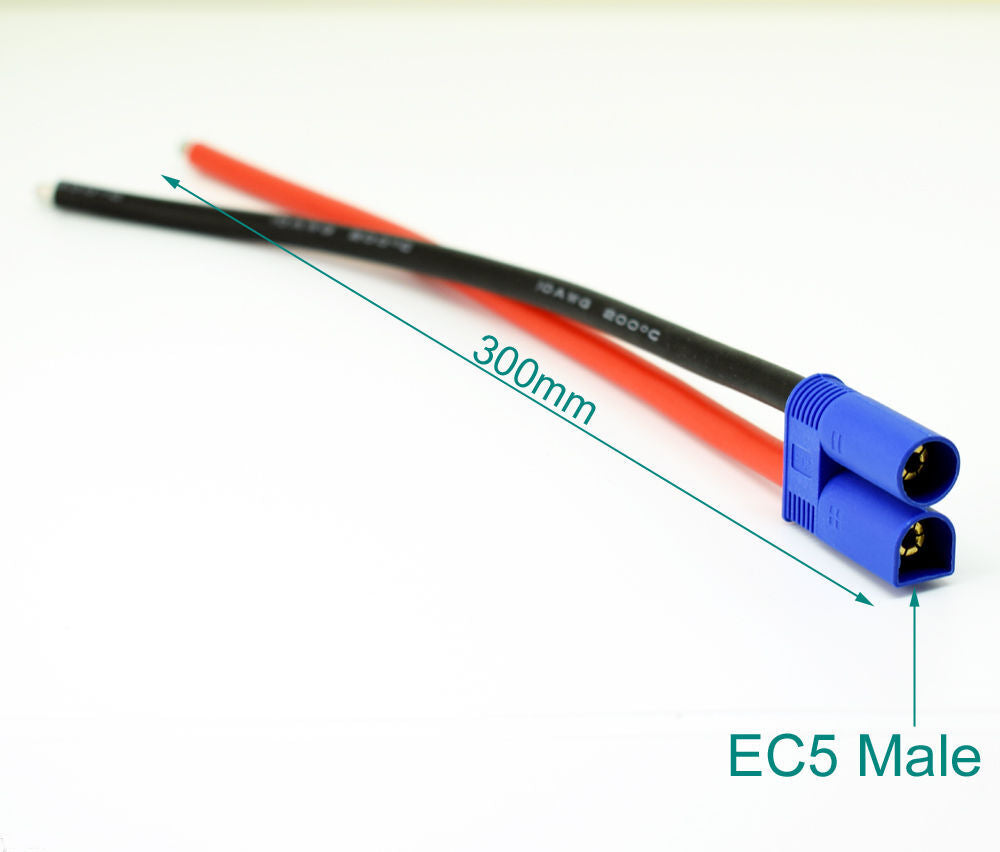4pcs 1ft/30cm 10AWG EC5 Male Plug Battery Connector Silicone Wire DIY Cable