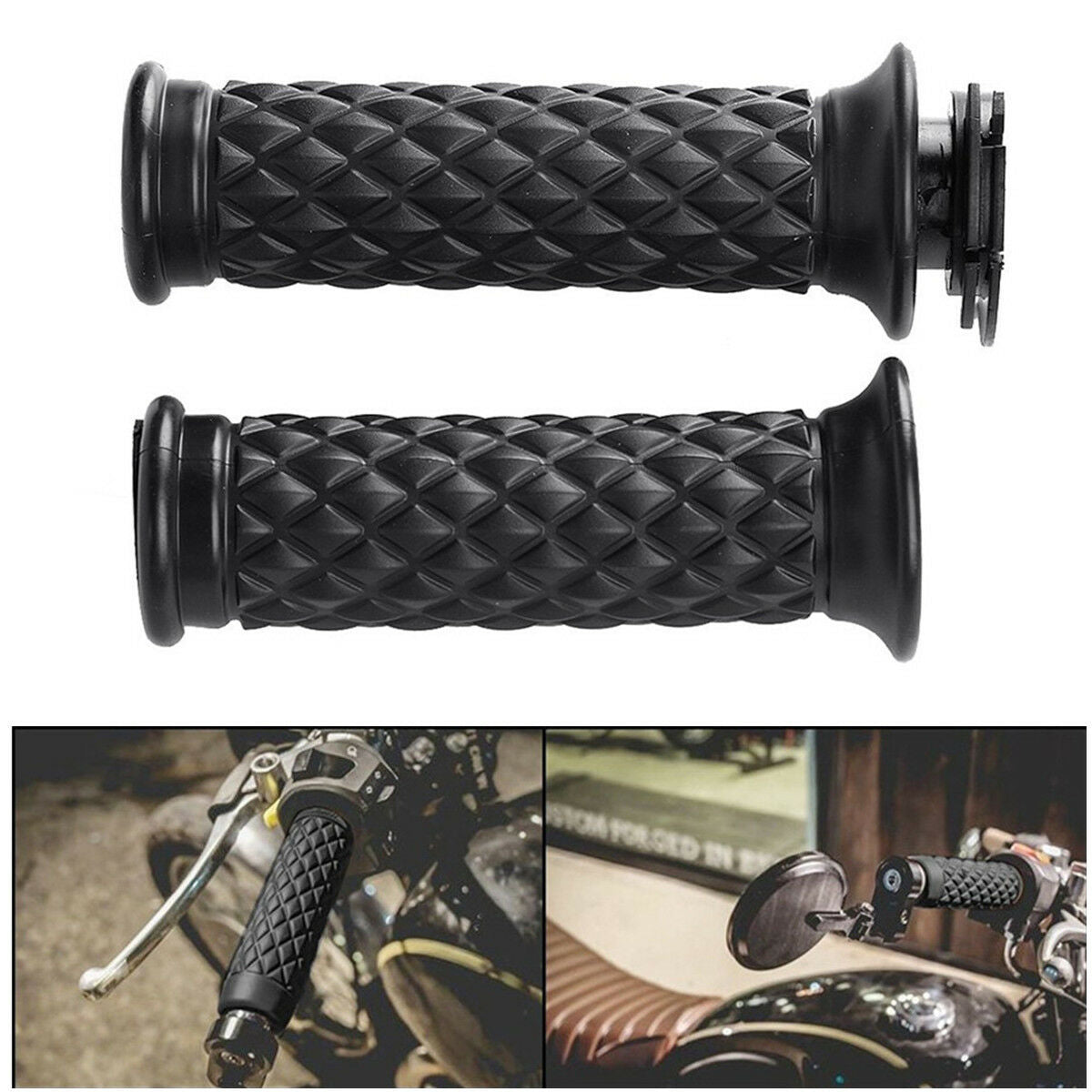 2Pc 7/8" Handlebar Rubber Anti-Skid Hand Grips Cover For Motorcycle Racer Bobber