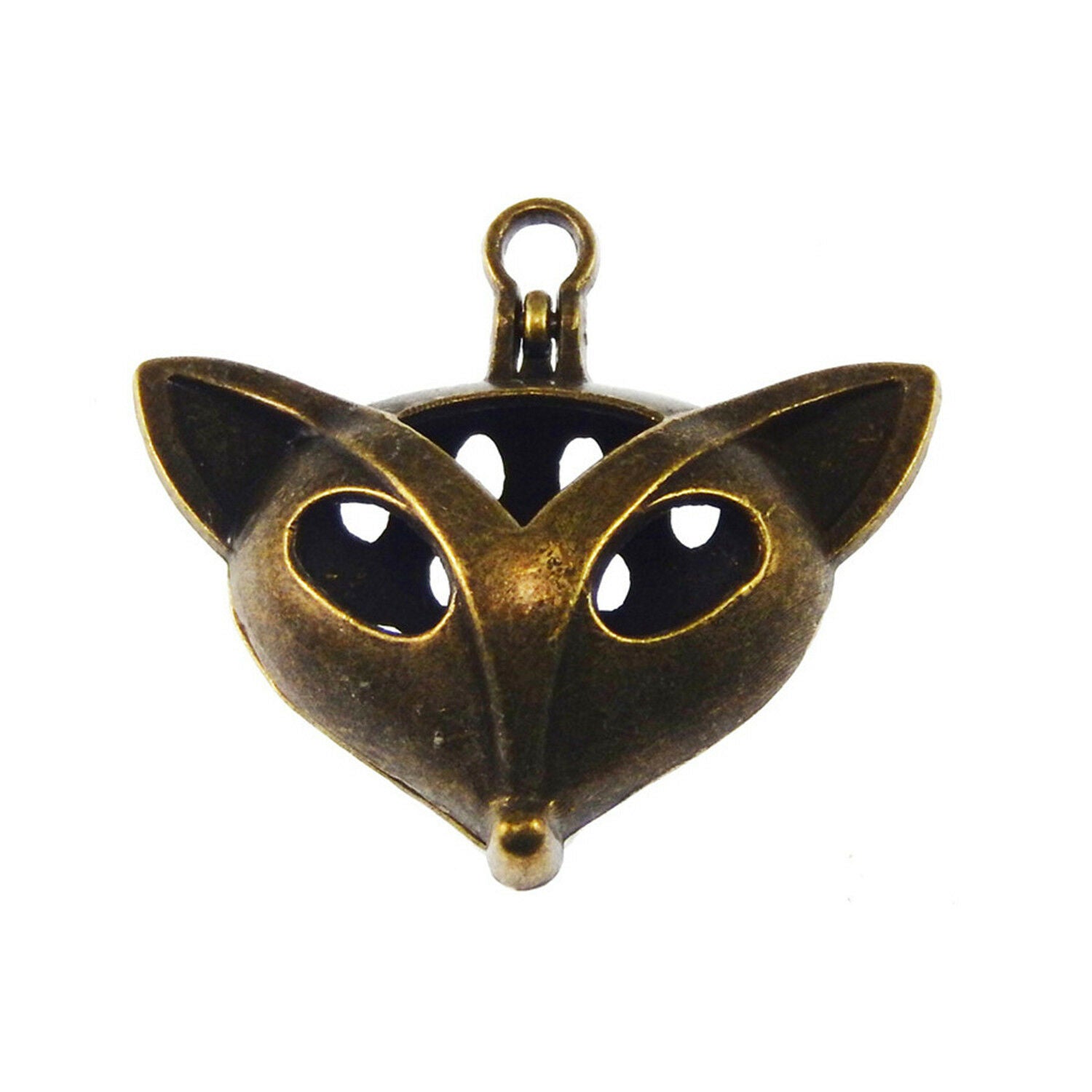2 PCS Retro Bronze Magnetic Locket Hollow Fox Head Charm Pendant Jewelry 34*31mm