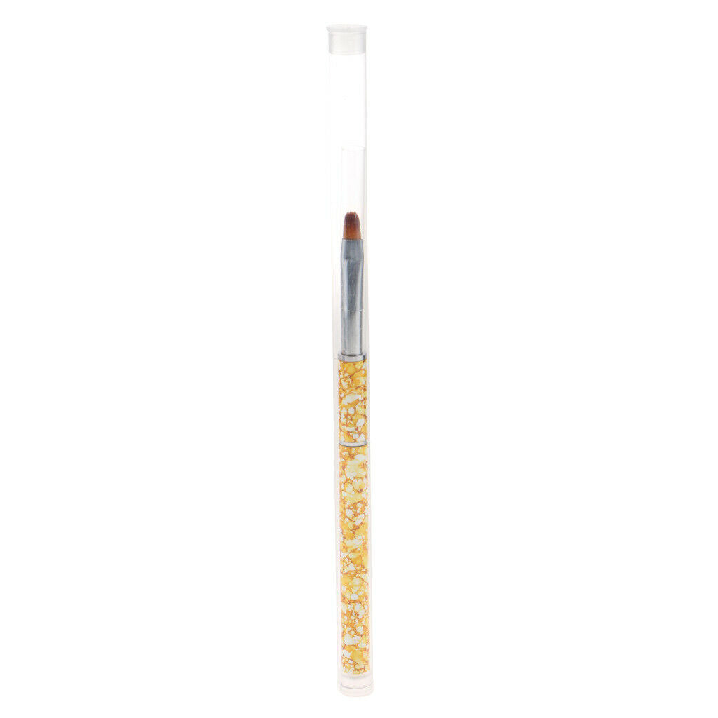 Nail Art Polish Brush UV Gel Liner Paint Drawing Pencil Pen Crystal Yellow-Round