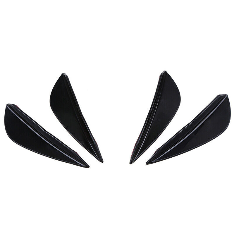 4PCS Universal Glossy Black Rubber Front Bumper Splitter Fins Lip Canard