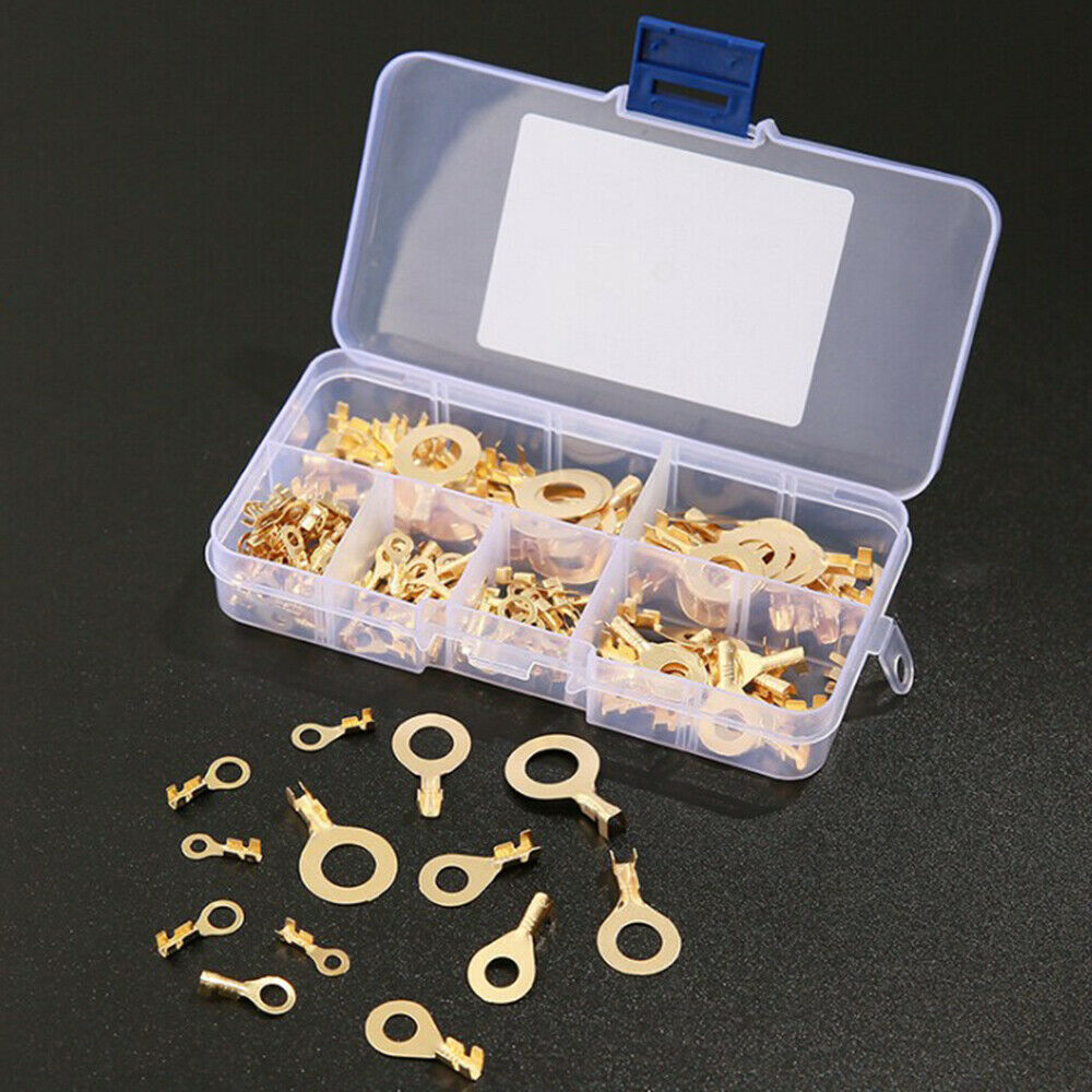 150Pcs Ring Eyes Copper Crimp Terminals Non-insulated Assortment Kit M3/M4/M5/M6