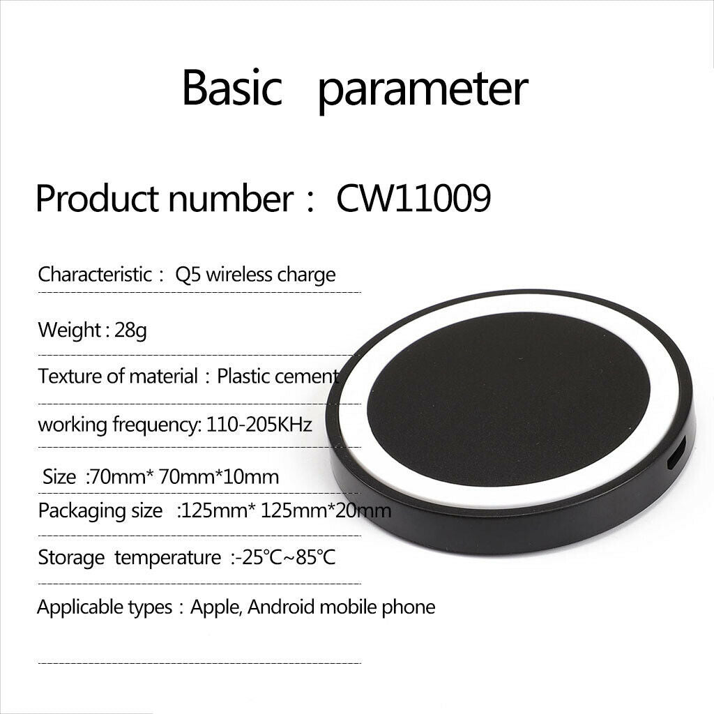 Qi Certified Wireless Charger for Cell Phone Wireless Charging Pad Black
