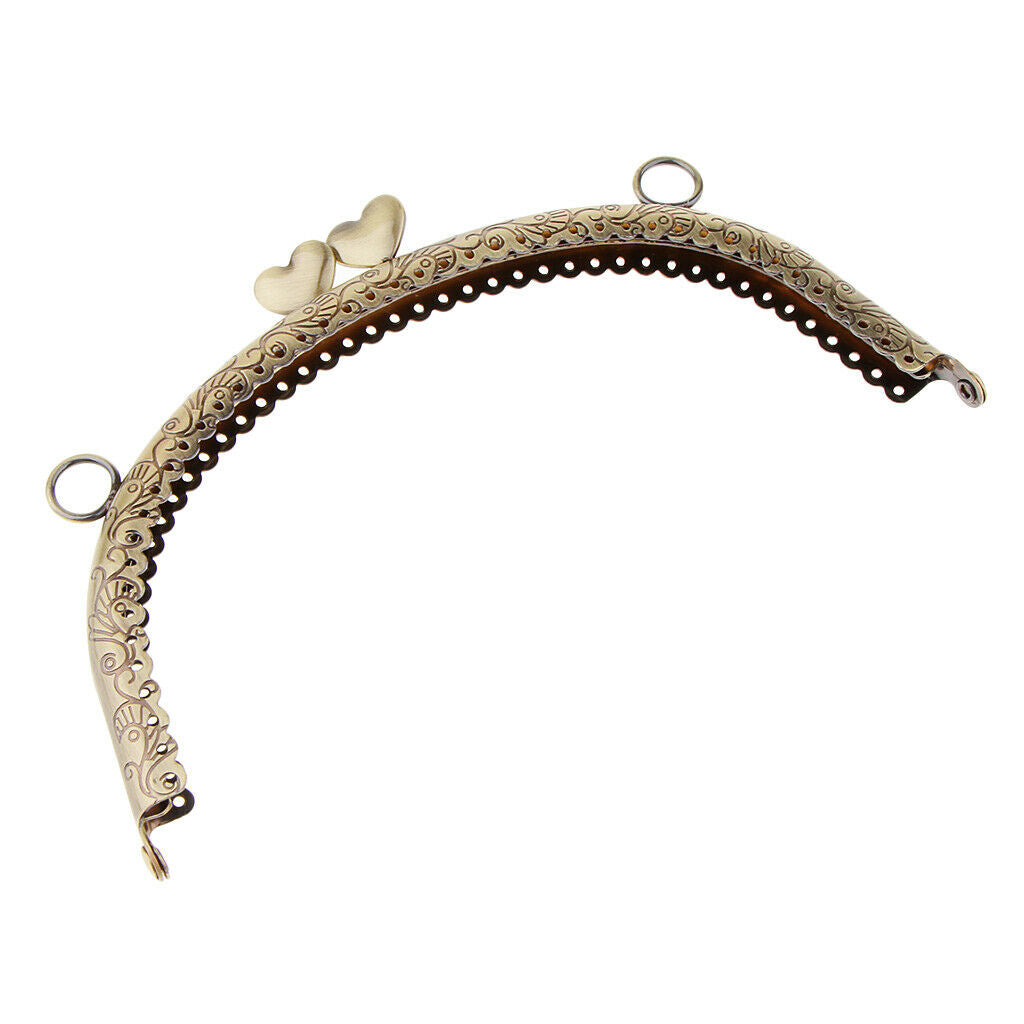 2 Pieces Embossed Metal Purse Frame Heart Kiss Clasp Lock Bag Clutch Frame