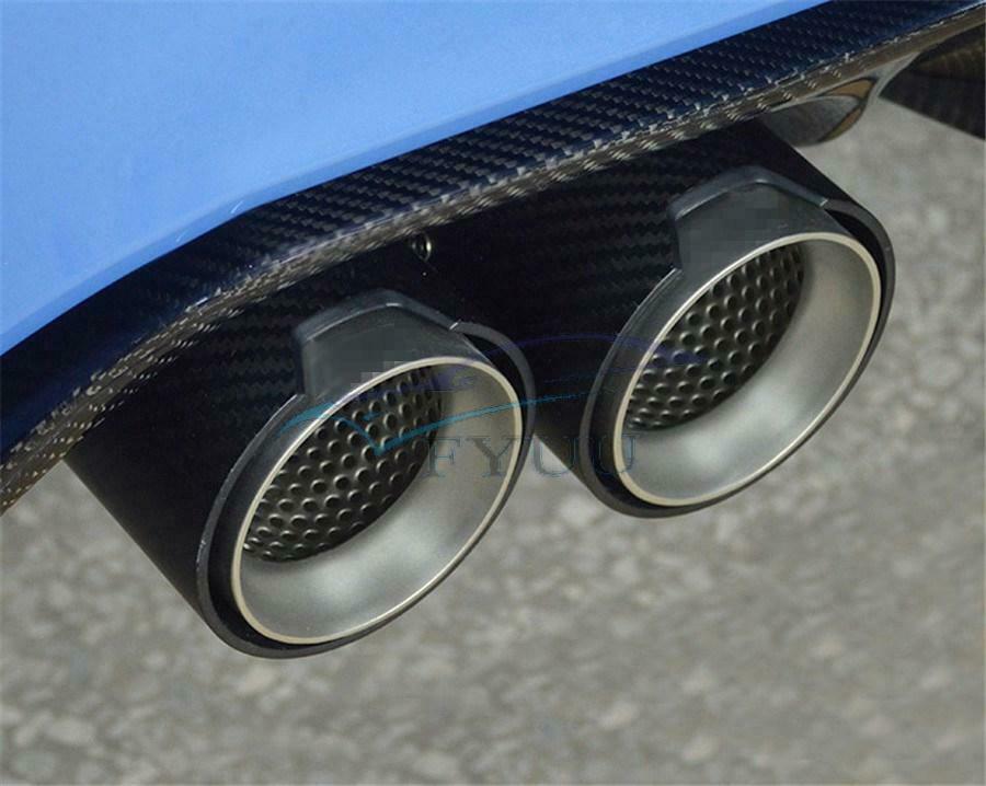 1xMatte Black Carbon Fiber Car Exhaust Tip Pipe 66mm Inlet 93mm Outlet For BMW M