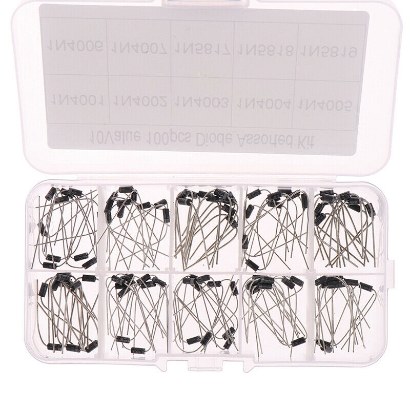 100Pc 10 Values Rectifier Diode Assorted Kit 1N4001-1N5819 With B.l8