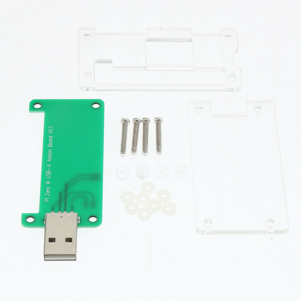 Raspberry Pi Zero W USB-A Addon Board with Protective Acrylic Clear Case
