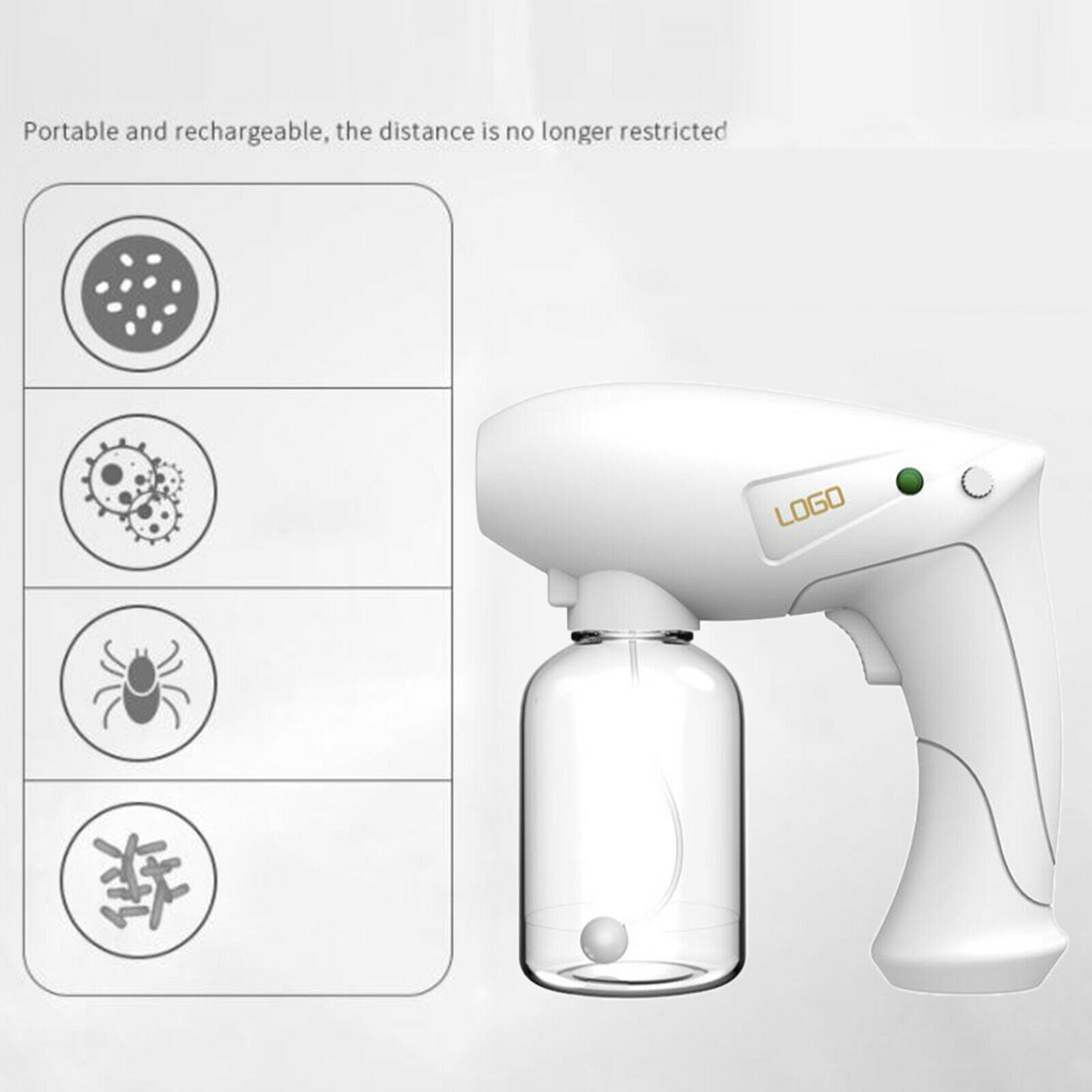 USB Nano Blue Light Sprayer Spray Gun Sanitizer Disinfection Fogger Gun