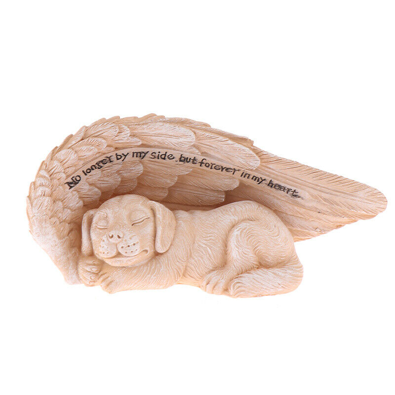 Angel Wingss Garden Statue Sleeping Dog With Lettering Home Decoration OutdoBDA