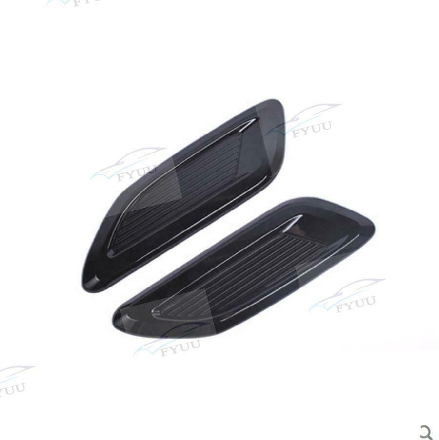 Pair Glossy Black ABS Car Air Flow Intake Hood Scoop Vent Bonnet Decor Cover