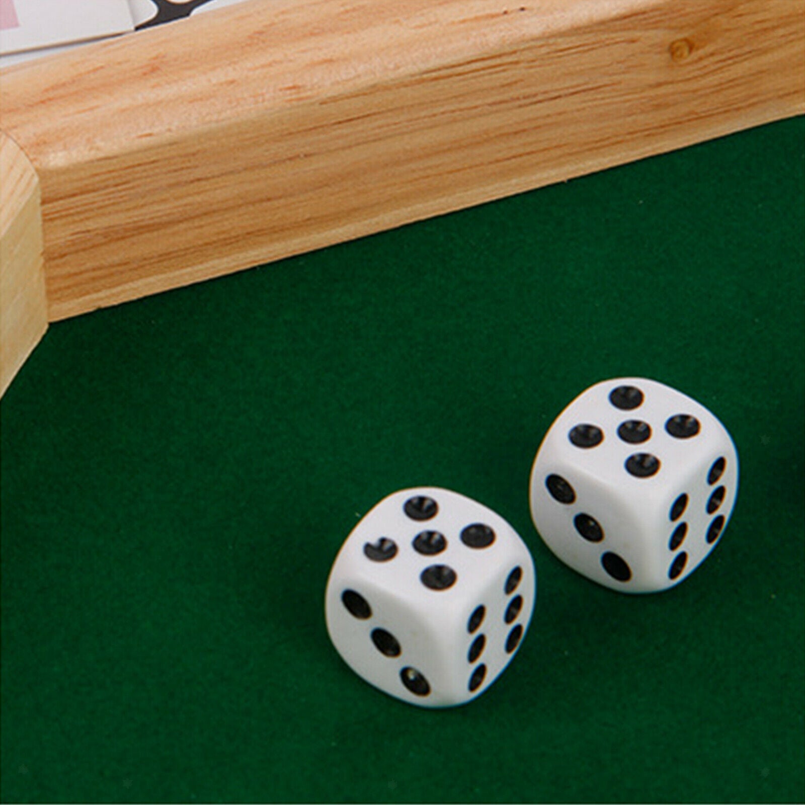 12"Octagonal, Felt-Lined, Wooden Dice Tray - Natural Wood Finish - with 6-Sided