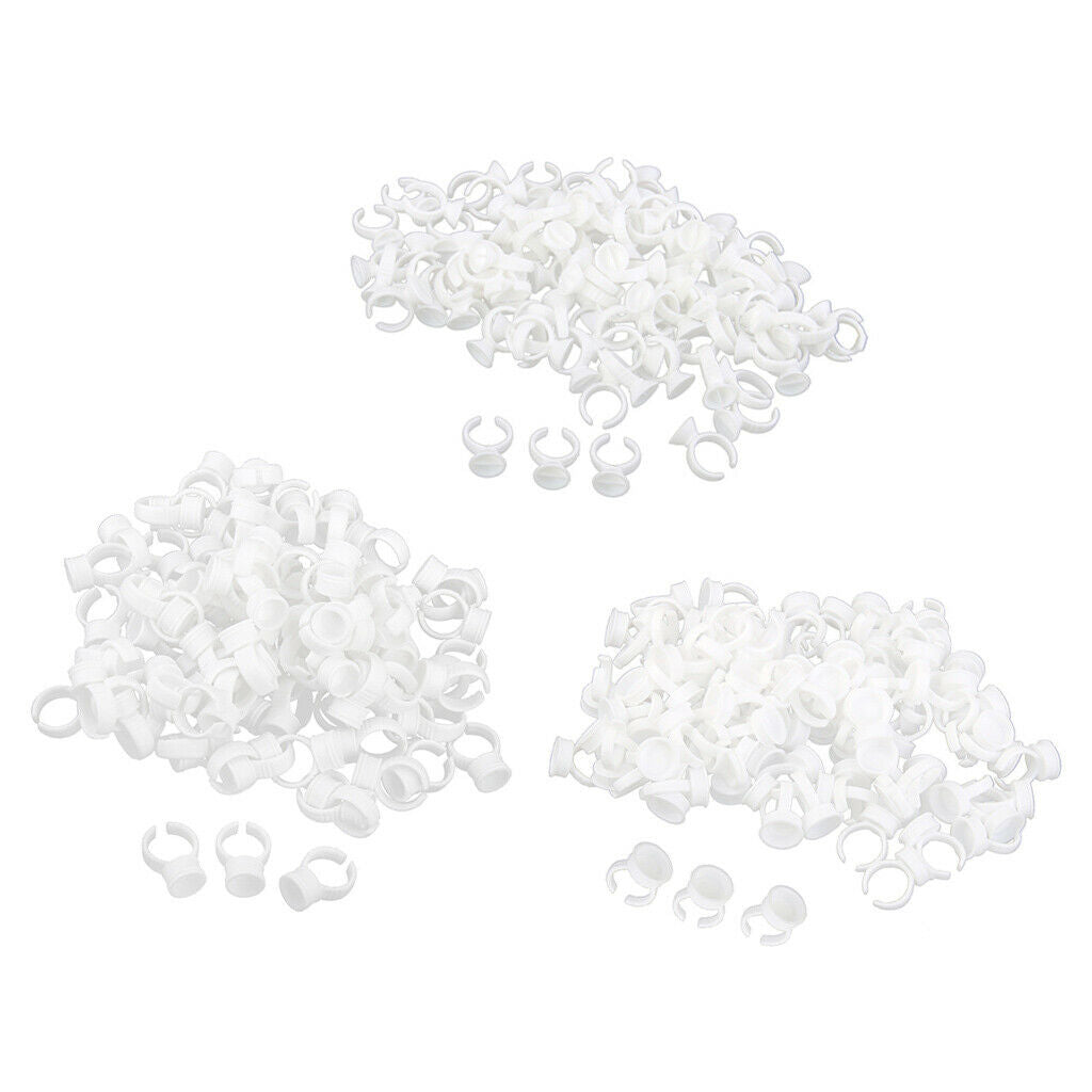 Lots 300 Disposable Plastic Eyebrow Tattoo Ink Pigment Cups Caps Rings