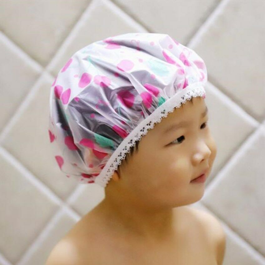 Bath Cap Mold Resistant Waterproof Bathing Hat Shower Cap Spa Kids random Color